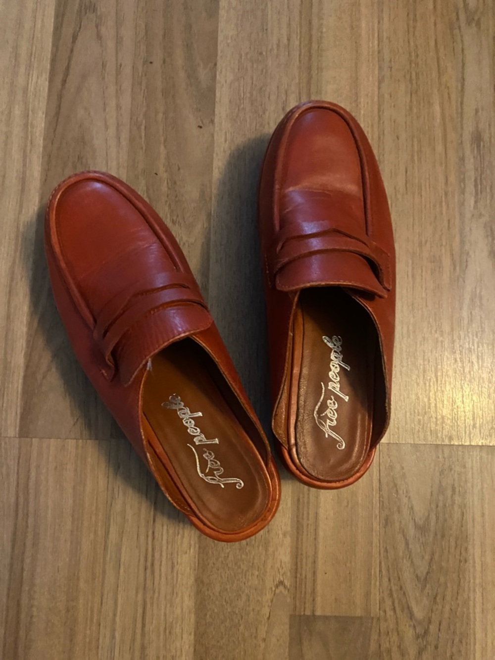 Free People Men’s Leather Penny Loafers in Cognac
